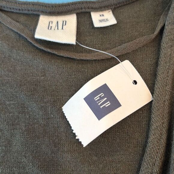 NWT GAP knit moss green wrap dress XS knot sleeve - Picture 8 of 12